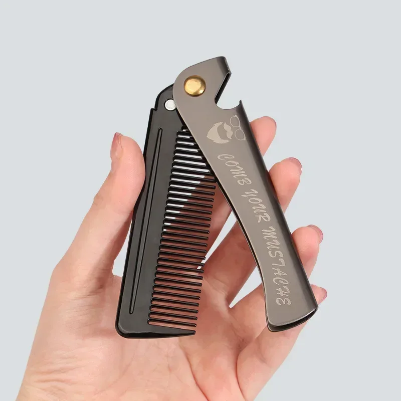 New Foldable comb Folding Pocket Clip Hair Moustache Beard Comb Fashion Men Women Handmade massage hair brush Folding knife comb