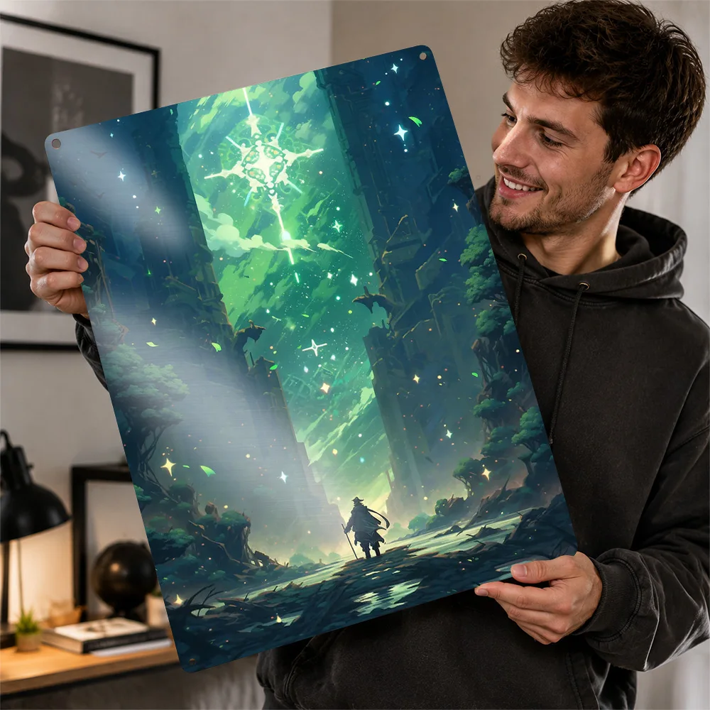 Fantasy Forest Gateway Fantasy 3D Printed Texture Poster Personalized Wall Art Retro Metal Tin Signs for Home Decor Ornaments