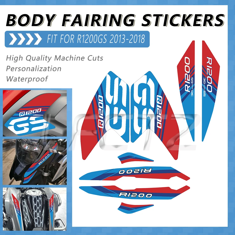 Fit for R1200GS R 1200GS R1200 GS 2013-2018 Motorcycle Front Fairing Body Decoration Sticker Kit Fuel Tank Side Decals