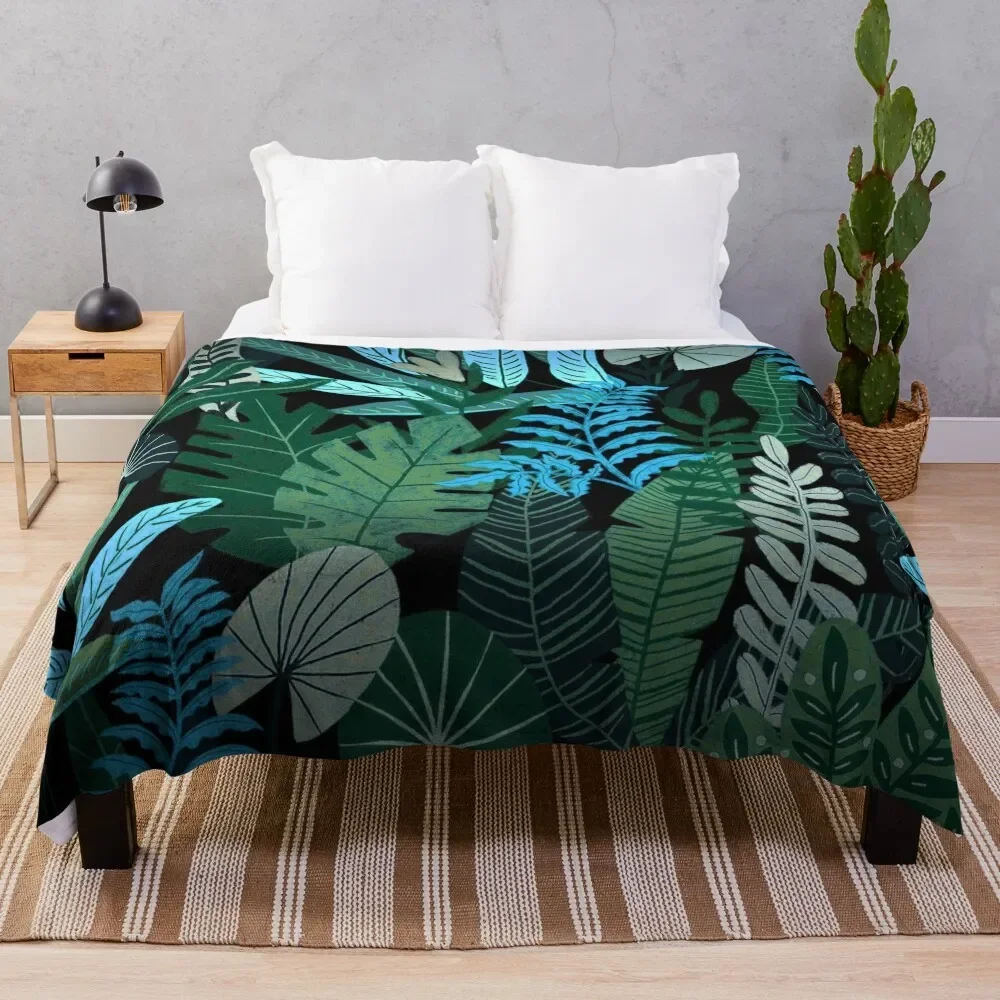 

Blue Tropical Jungle at Night Throw Blanket Bed covers bed plaid Warm Thermals For Travel Blankets