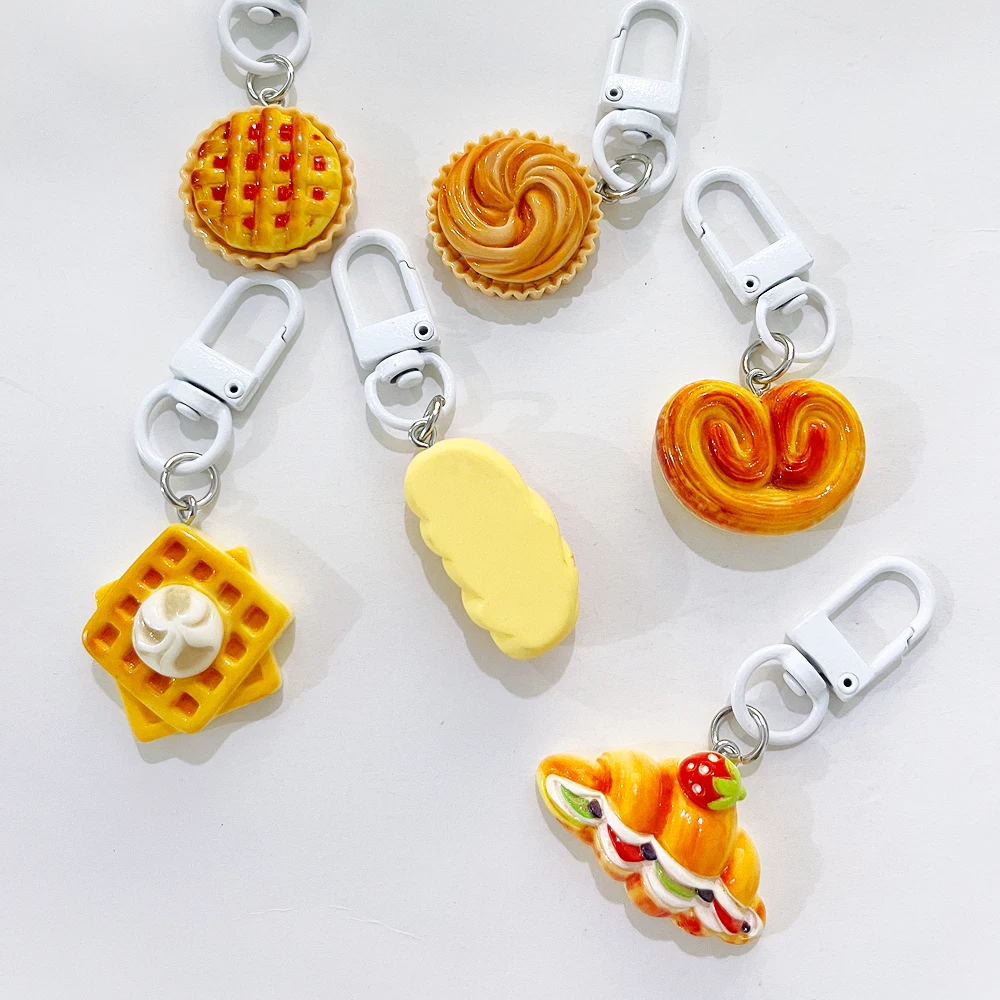 Niedliche Sandwich-Waffel-Ananas-Brötchen-Anhänger Schlüsselanhänger Mini-Harz-Lebensmittel-Spielzeug Schlüsselhalter Kopfhörerhülle Rucksack-Anhänger Deko-Geschenk – Detail 6