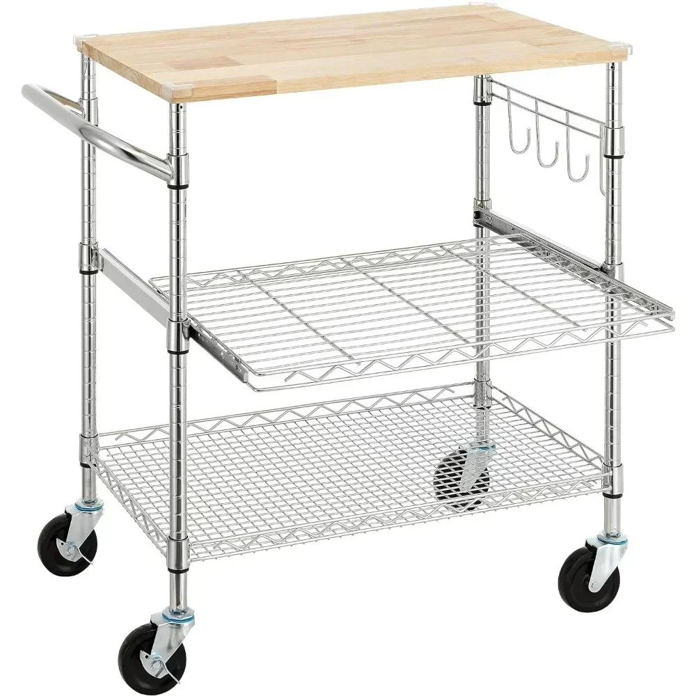 3-Tier Rolling Kitchen Cart with 18