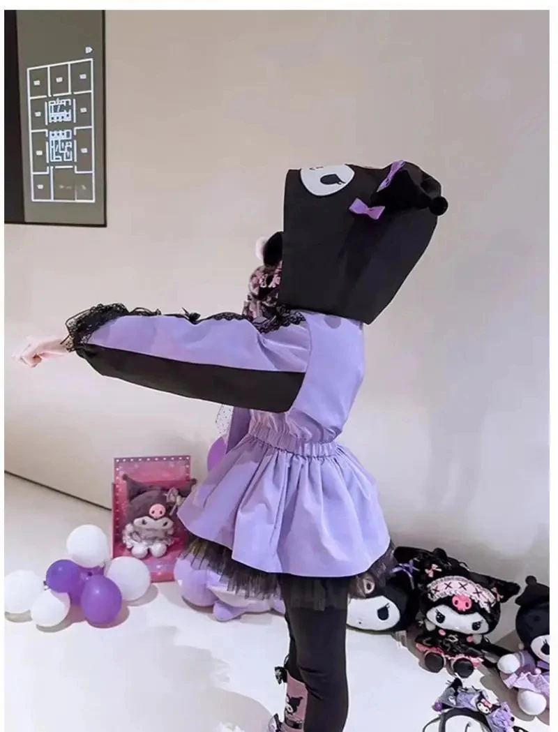 سترة كورومي كاواي للأطفال البنات لخريف جديد كارتوني سينامورول سترة مطرزة بقلنسوة للاستخدام الخارجي سترات خصر قابلة للسحب