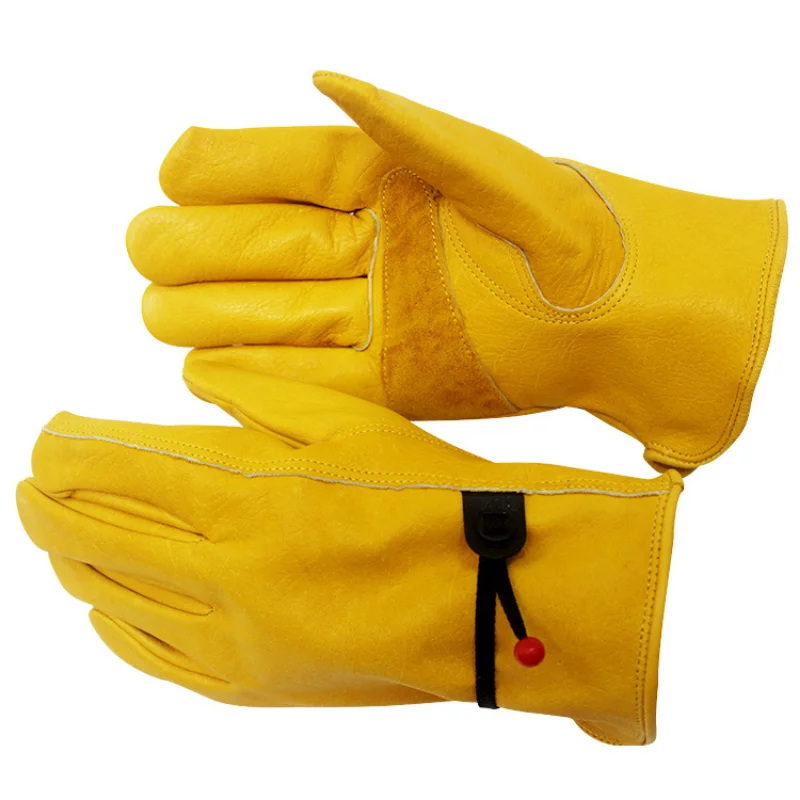 Guantes de soldadura de cuero de vaca, protección térmica, suaves, sensibles, protectores de dedos, Protección Laboral para manejo, 1 par