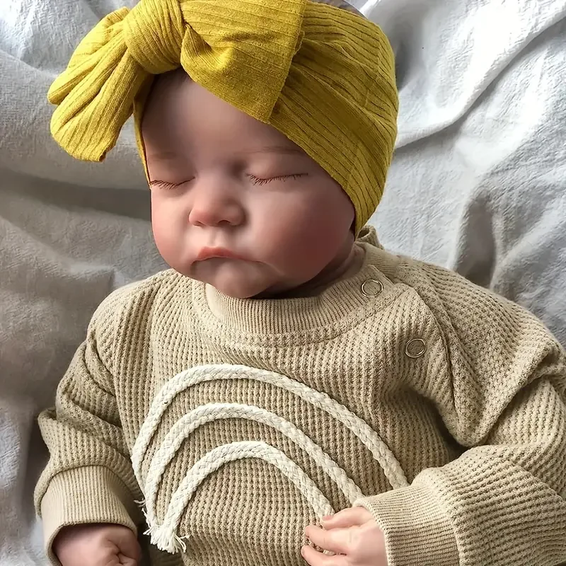 Risbecko levensechte 43 cm afgewerkte herboren pop, zoals echte baby handgemaakte kunstpop, 3D geschilderde huid met zichtbare aderen vinyl ledematen