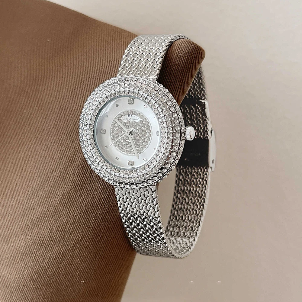 New Fashion Watch For Women Diamond Watch Elegant Gold Silver Wheat Bracelet Quartz Wristwatches Rhinestone Female Clock Gift