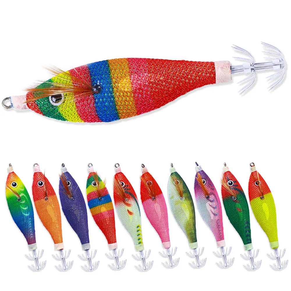 NEWUP Luminous Eging Squid Jig Lure 9Cm 8.3G Pesca Cuttlefish Wood Shrimp Octopus Squid Hooks Sea Fishing Goods Lure