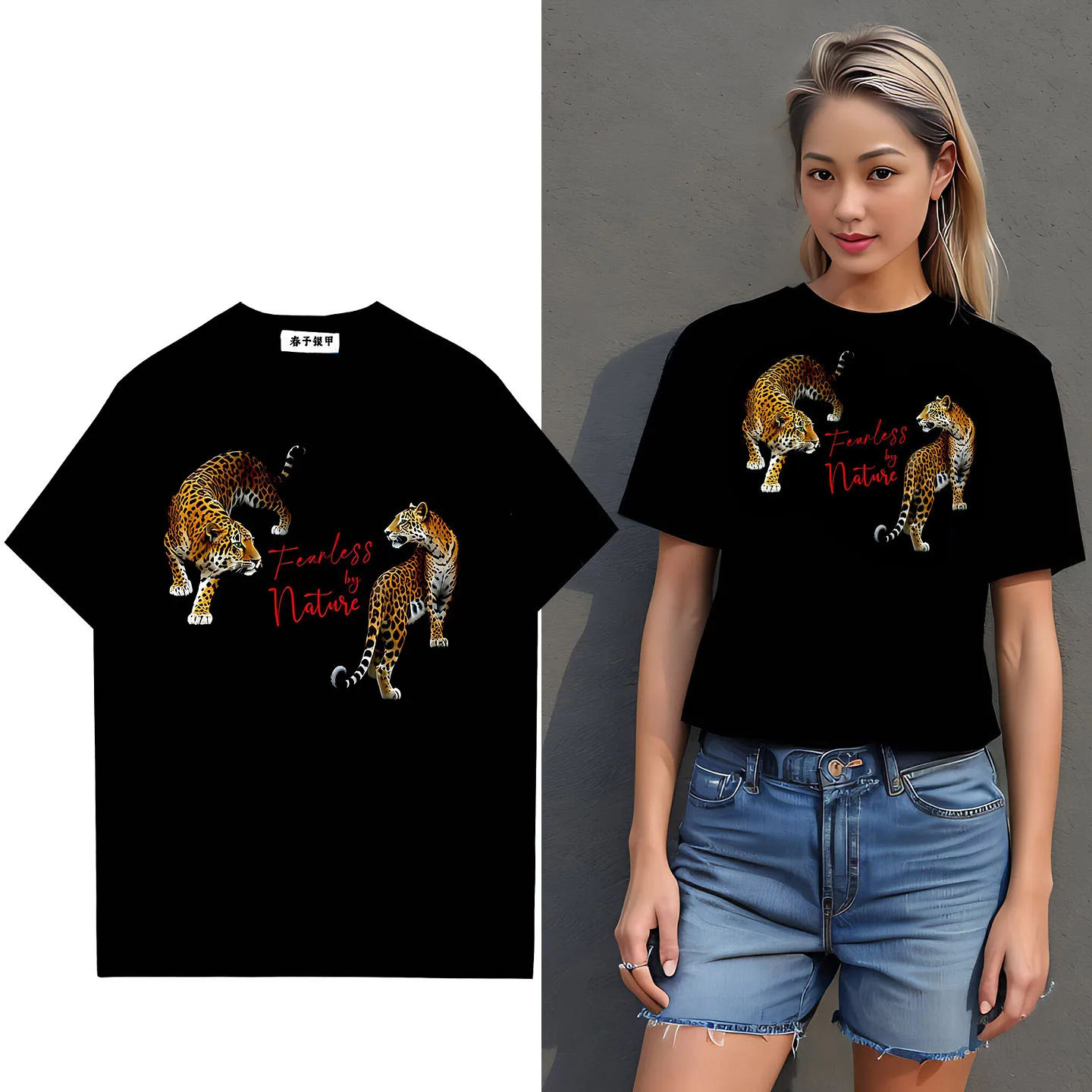 

Fashion designer High quality cotton letters leopard print Women T-shirt Tee