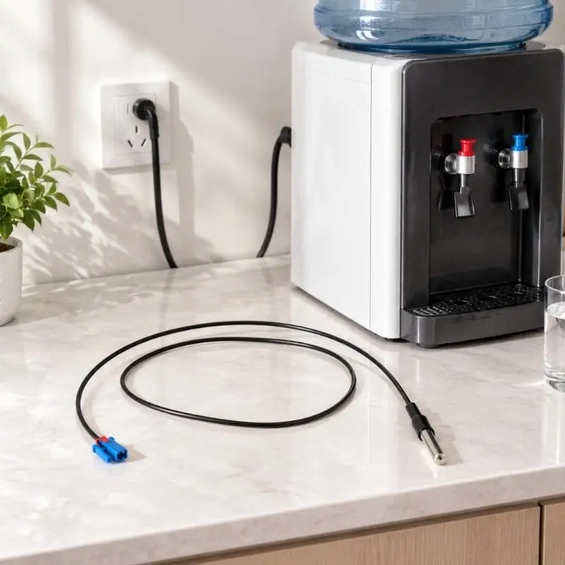 Black PVC Cable Temperature for Water Dispenser Repair, Replacement Cold-Water Sensing Component with Probe and Blue Cable