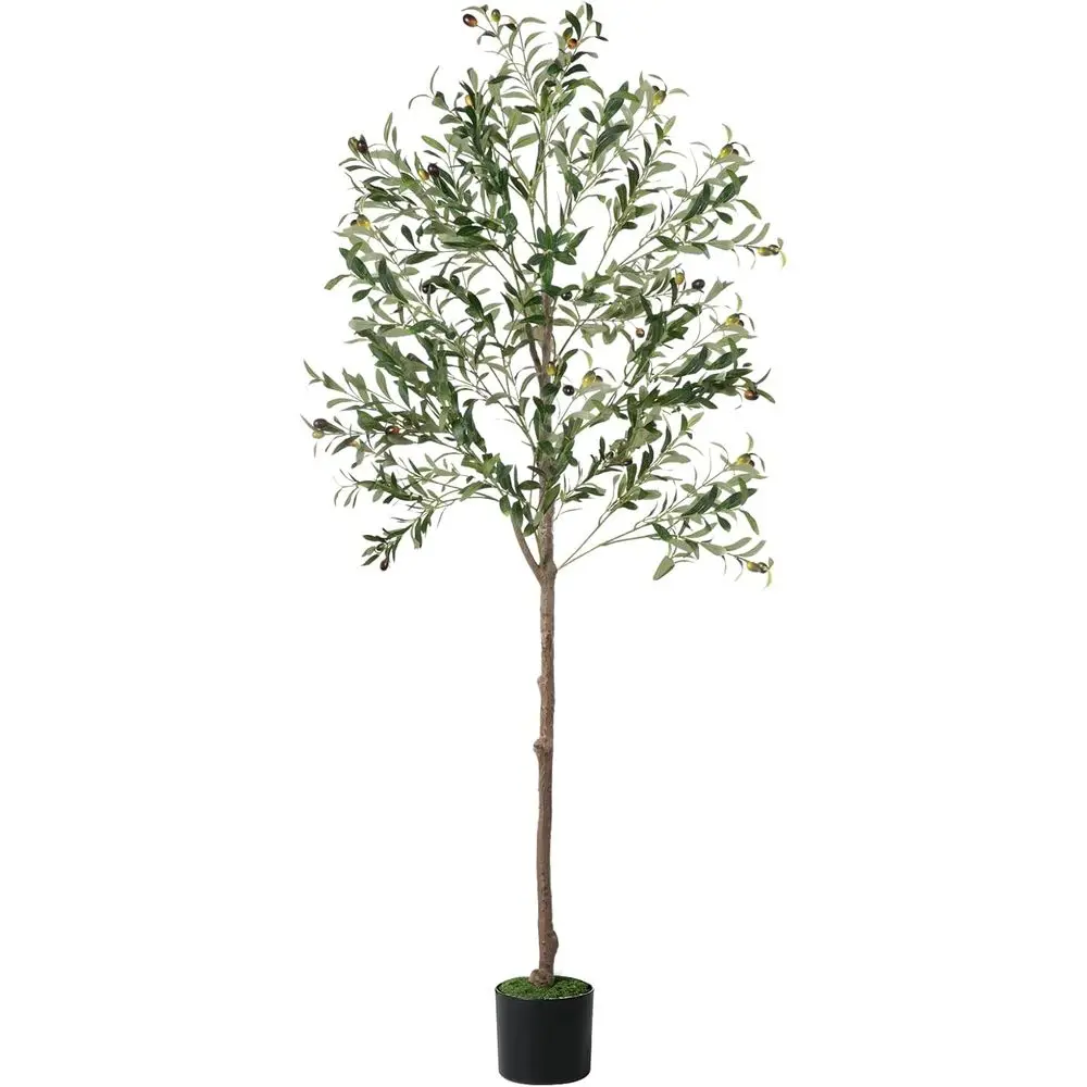 

Искусственное оливковое дерево высотой 6 футов с мхом, реалистичным стволом и натуральными плодами – декор для гостиной