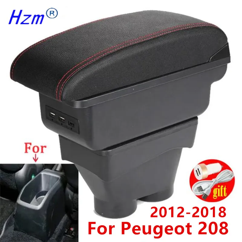 

For Peugeot 208 Armrest box For Peugeot 208 2012 2013 2014 2015 2016 2017 2018 Car Armrest Storage box Retrofit Car accessories