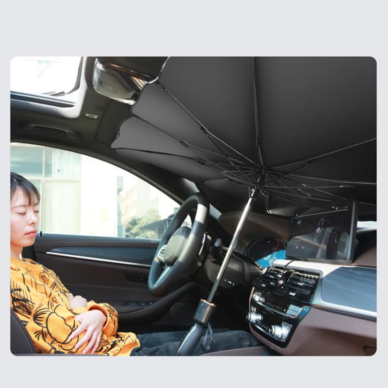 Car Sunshade Umbrella-style Front Glass Sunshade Sunscreen Heat Insulation Cloth Car Windshield Sunshade Car Umbrella Shade