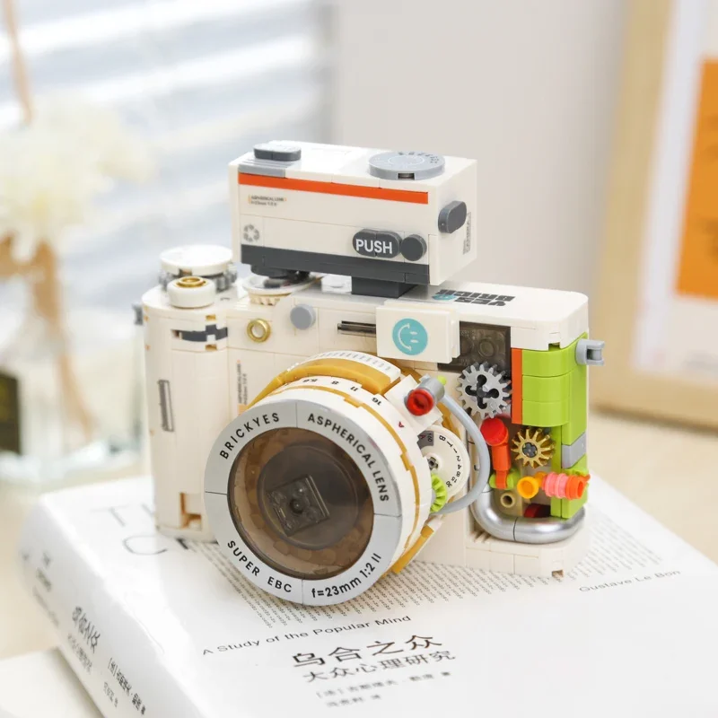 레트로 카메라 블록 DIY 조립 장난감 모형 플라스틱 미니 브릭 홈 장식 창의적인 어린이 크리스마스 선물