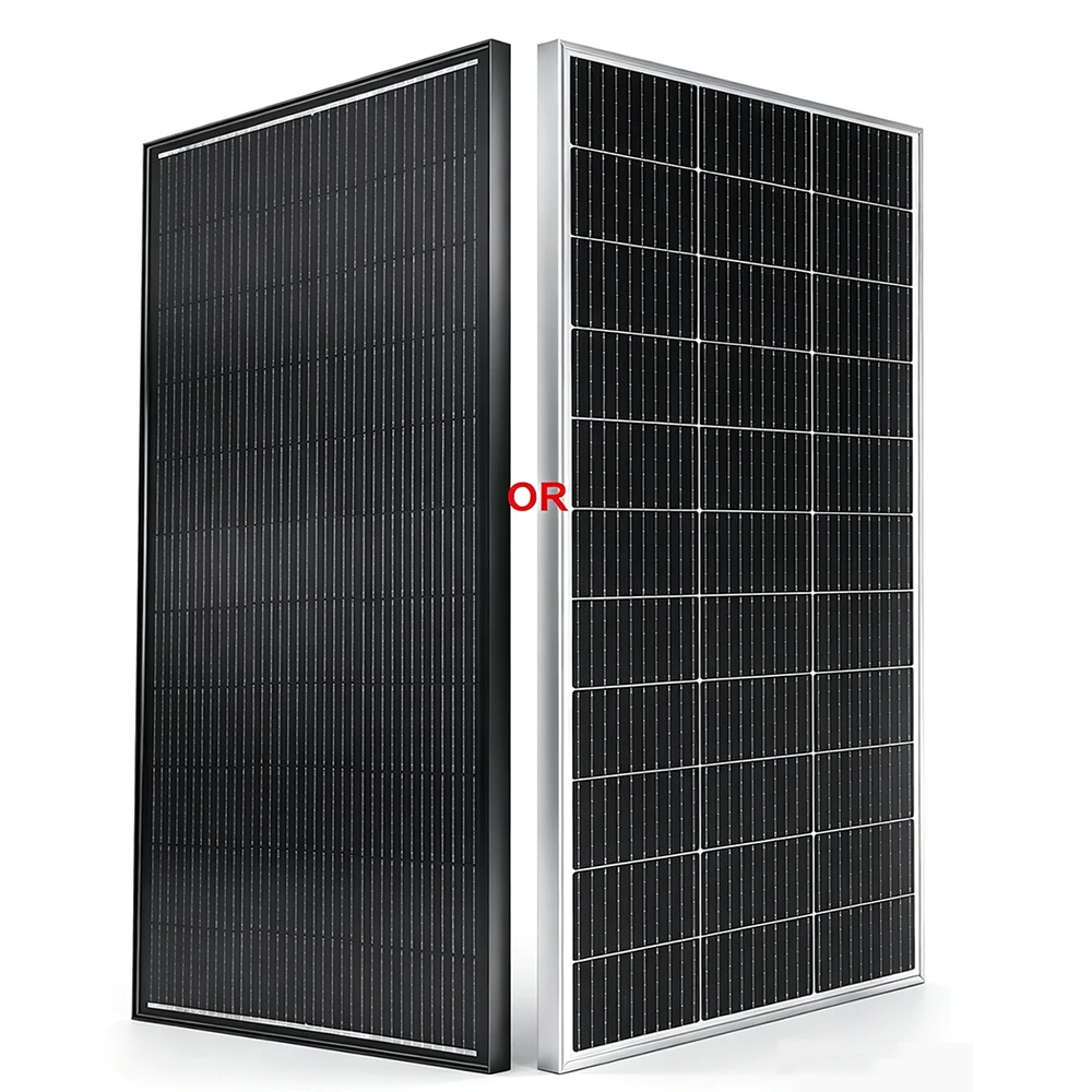 Lightweight Monocrystalline Solar Panel, Black Frame or Silver Frame Option, 12V Off-Grid PV Solar Module for Home Roof, RV,