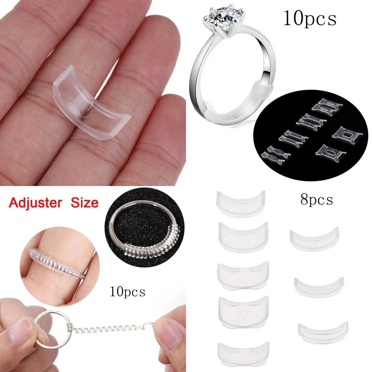 8pcs Invisible Ring Size Adjuster for Loose Ring Size Reducer Spacer Ring Guard.