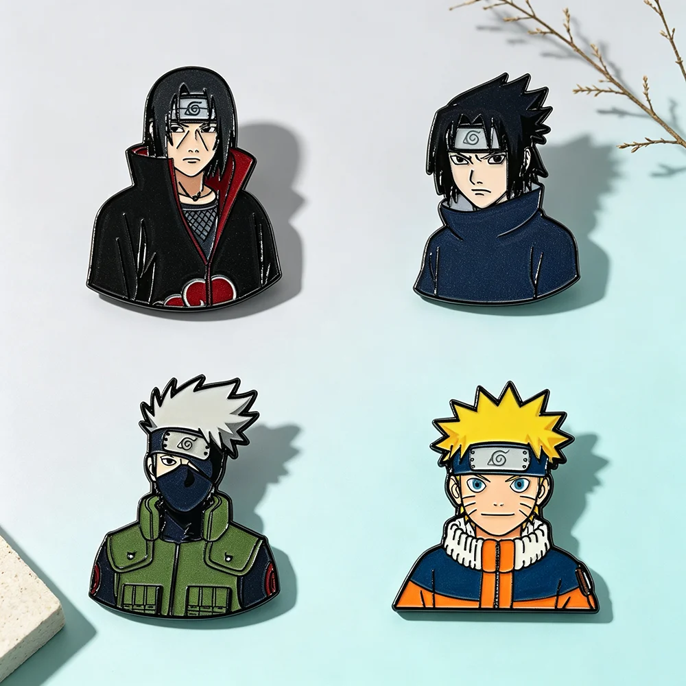 Lot de 3/4 épingles en émail classiques sur le thème de l'anime, broches en métal à l'effigie de personnages de dessins animés version Q, accessoires pour veste, cadeau pour les fans d'anime