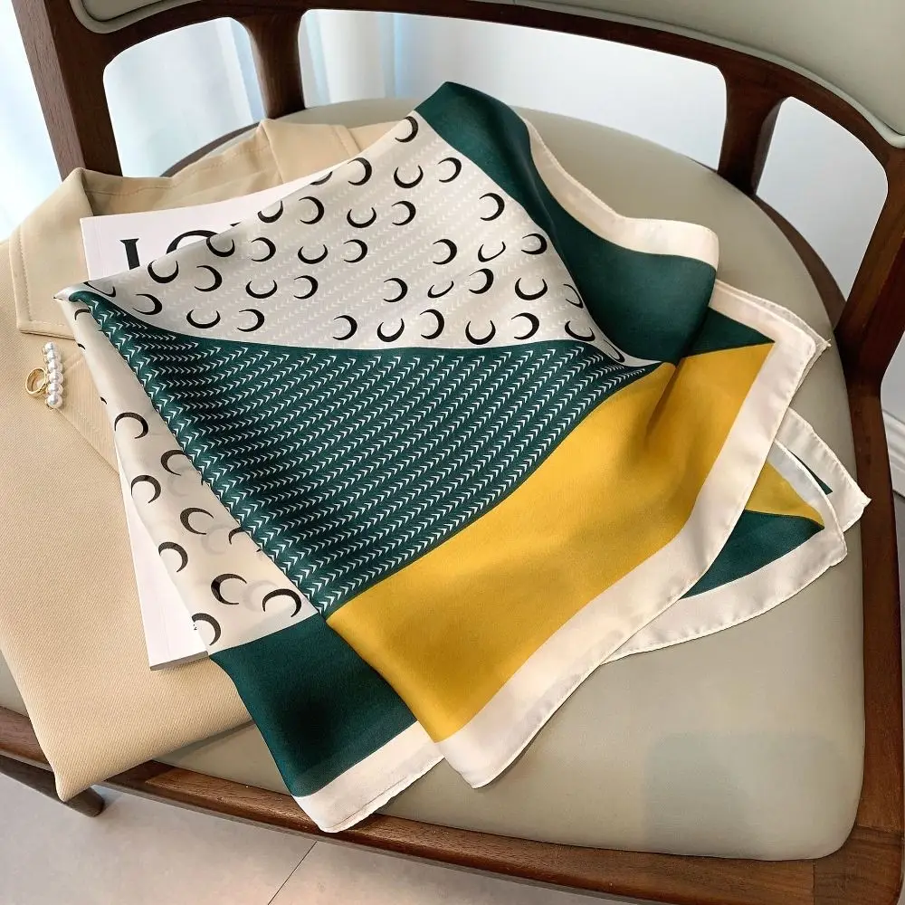 

70cm Silk Scarf Headband Sunscreen Shawl Hair Band Women Print Bandanna Bag Decoration Multifunctional