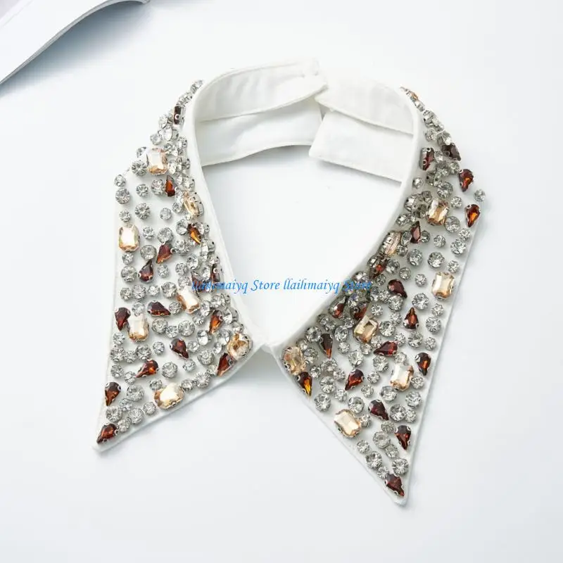 573B Sparkling False Collar Insert With Rhinestones Decors For Women Outfit Enhancer