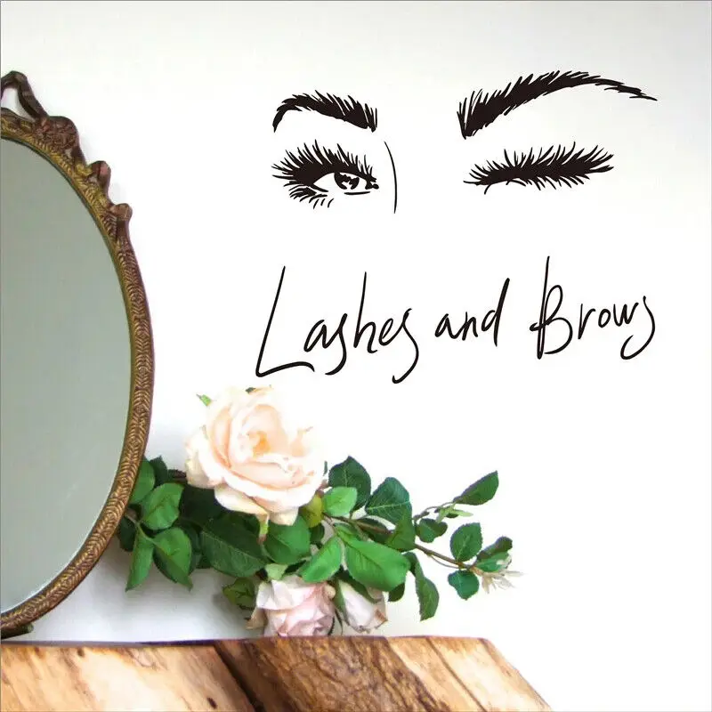 Eye Eyelashes Wall Sticker Lashes Eyebrows Brows Beauty Salon Quote Make Up