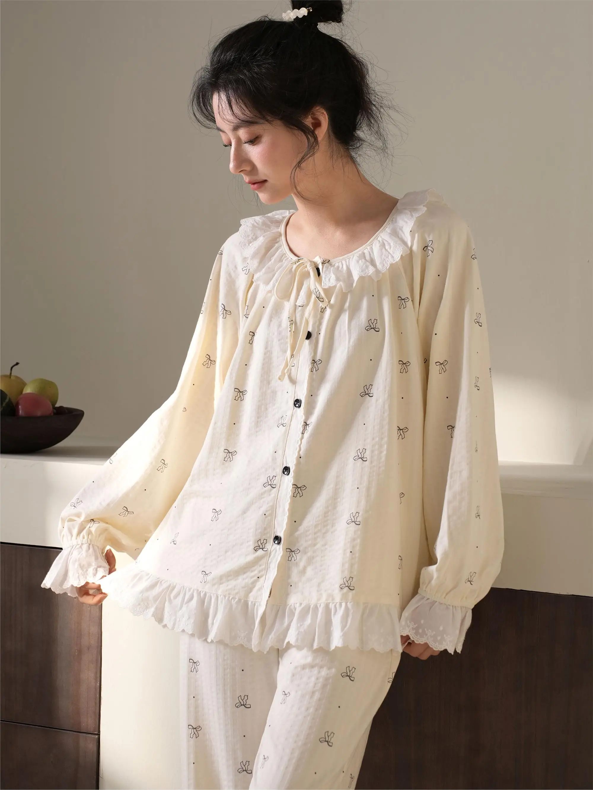 sweet-pure-cotton-long-sve-spwear-set-for-women-spring-autumn-knot-home-clothes-outwear-comfortable-knitted-f