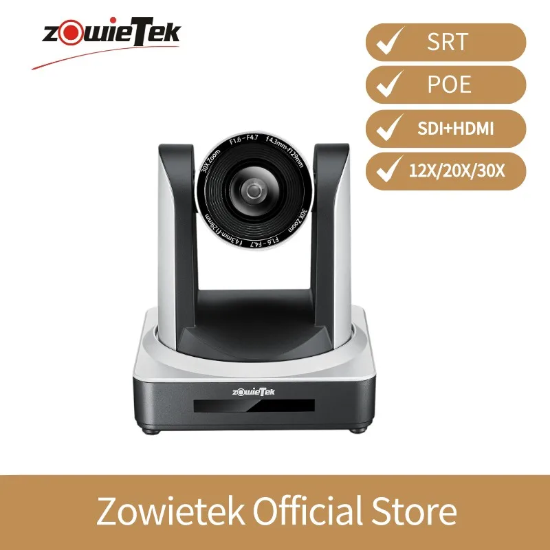 

Камера Zowietek PTZ Pro, 12X/20X/30X, потоковая трансляция в реальном времени с одновременным HDMI и 3G-SDI выходами, оптическая IP-камера с PoE