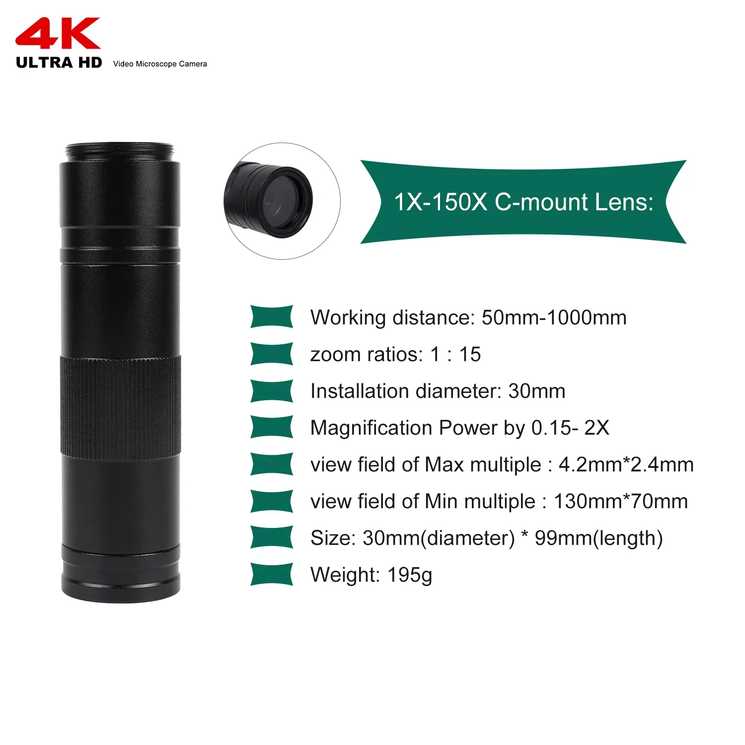 1080P 4K HD промышленный микроскоп 150X объектив с креплением C 48MP/13MP цифровая камера HDMI USB-C VGA измерение для пайки печатных плат DIY
