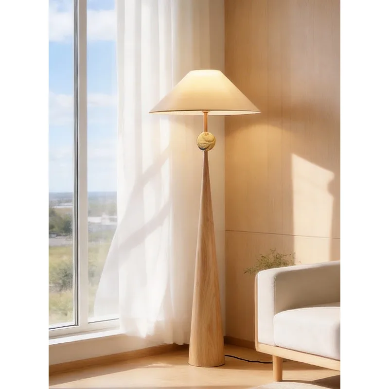 Natural Nordic Modern Solid Wood Floor Lamp Ambient LED Light Living Room Sofa Bedroom Bedside Home