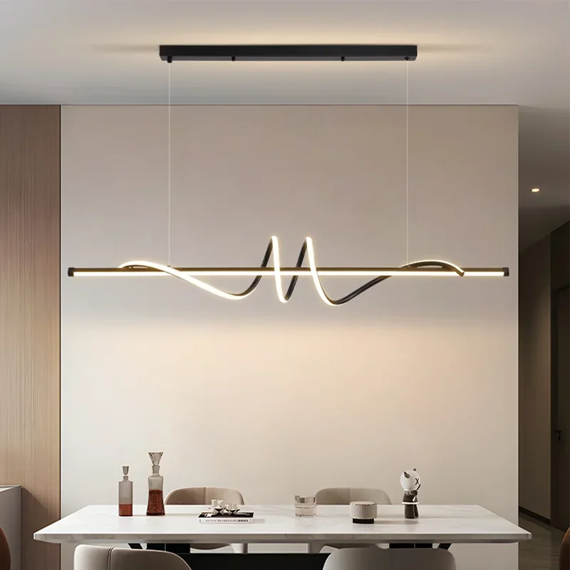 

Minimalist LED Dinning Room Pendant Lights Kitchen Ｃhandelier Morden Line Type Lamp Living Room Home Decor Office Hanging Lamp