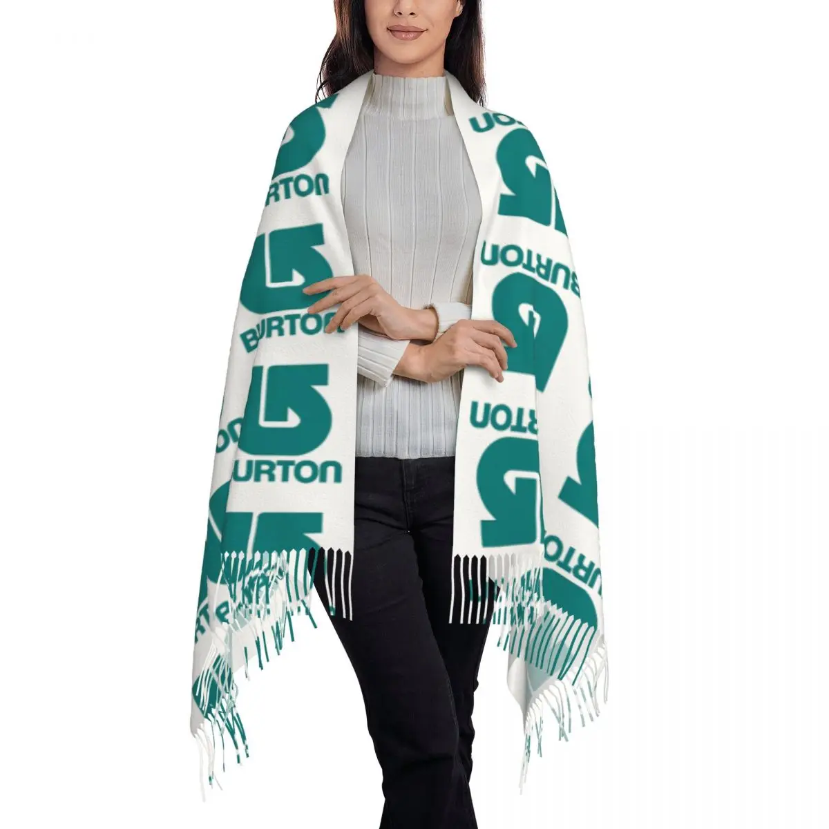 Burton Snowboard Sportive Scarf Tassel Scarves Women Soft Warm Shawls and Wraps Large Fall Winter Shawl Wrap