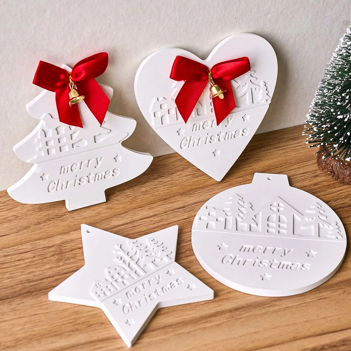 Weihnachten Hängende Ornament Silikon Form DIY Handgemachte Herz Runde Baum Sternförmige Handwerk Gips Harz Gussformen Wohnkultur