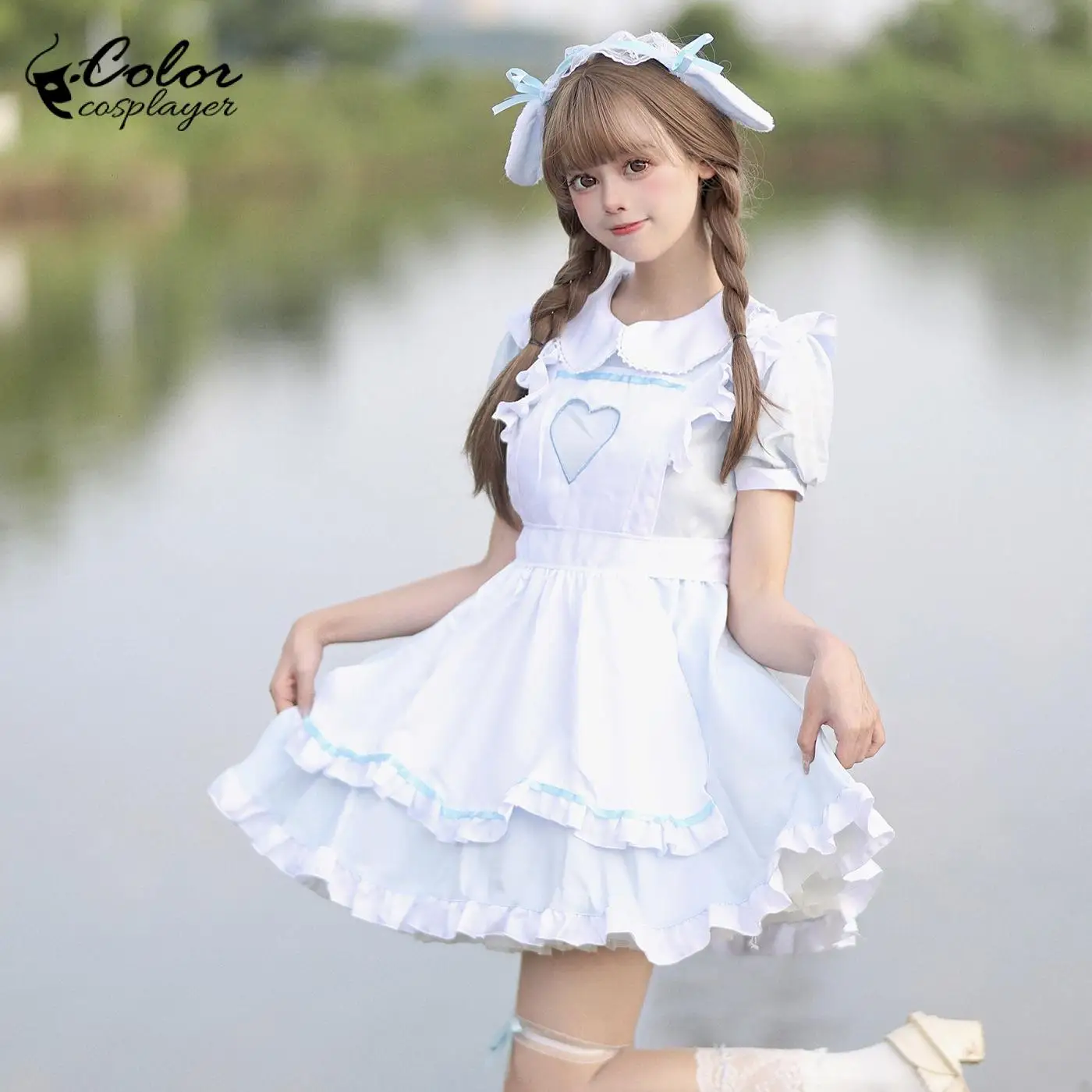 Farbe Cosplay Lolita Kleid Dienst mädchen Anzüge Kawaii Kleid Kurzarm Frauen Halloween Diener Cosplay Kostüm Mädchen Party Outfit