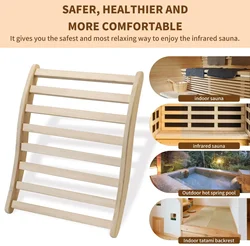 Sauna Backrest,S-Shape Canadian Natural Wood Hemlock Sauna Chair with Back, Non-Toxic Sauna Accessories Bench