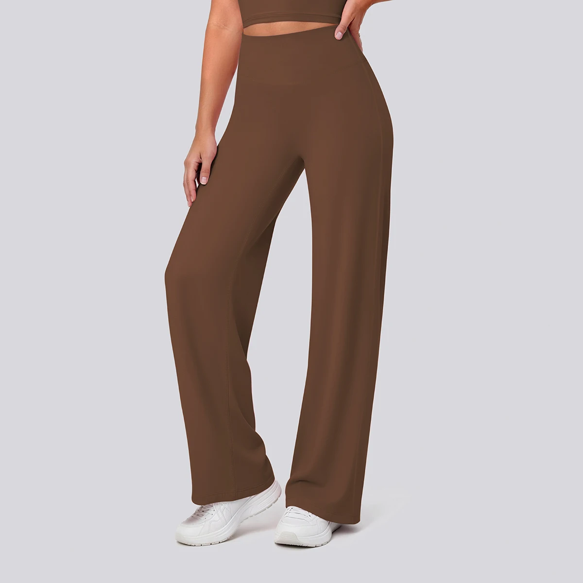 Rooftrellen Damen-Sporthose, Schlaghose, Hochgeschnittene, Lose Weite Hose, Einfarbig, Dünne Fitness-Sporthose für Frauen – Detail 4