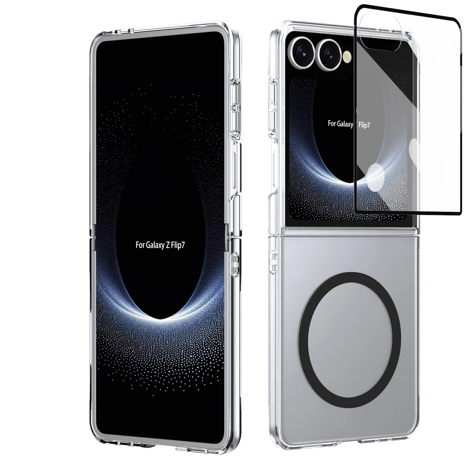 

High Quality Transparent Magnetic Phone Case for Original Samsung Galaxy Z Flip 7 Wireless Charging Shockproof Protection Cover
