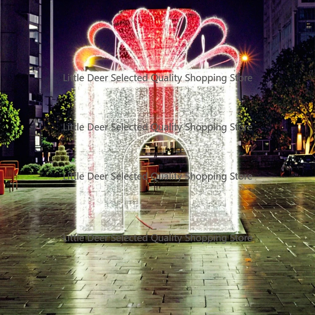 Toprexdecor New Style Large 3D LED Giant Lights Gift Box Outdoor Lighting Christmas Archway Motif Light Decorations