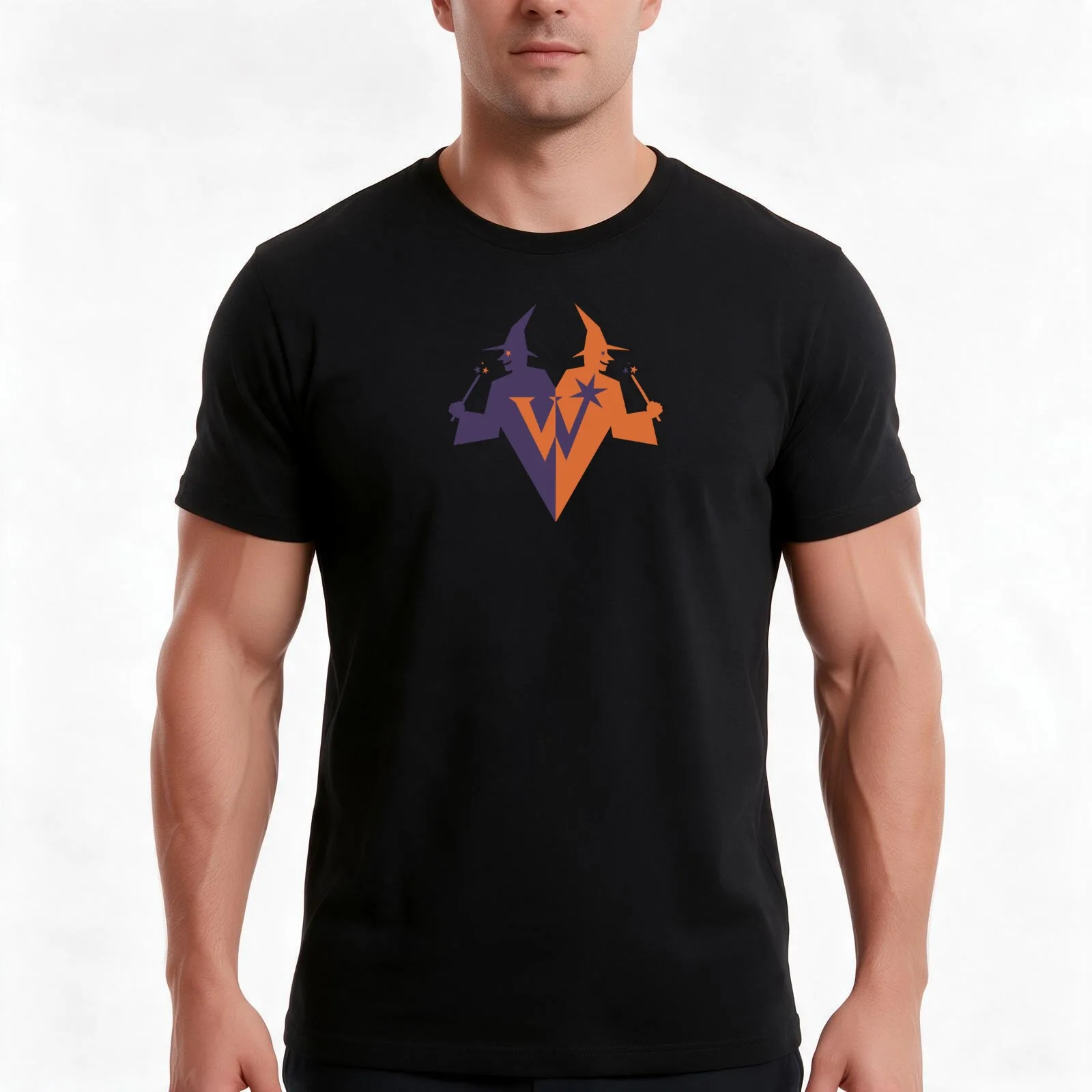 Orange and Purple Wizards T-Shirt Summer Casual Cotton Tee Oversized Streetwear Tops Vintage Graphic Print Unisex Men Women