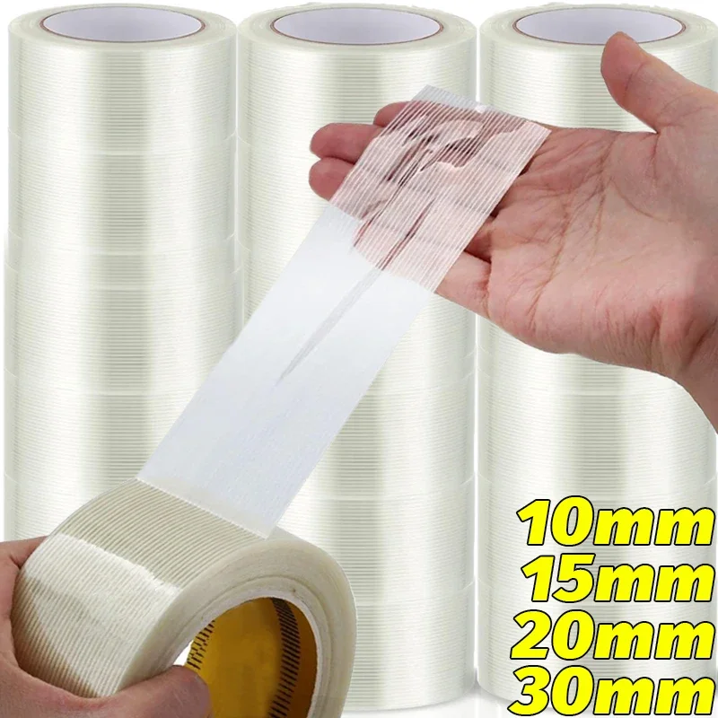 20/100M Transparent Mesh Tape Waterproof Glass Fiber Adhesive Single-sided Wear-resistant Strong Fixed Seal Tape for Home Office