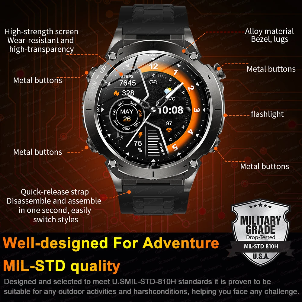 For Xiaomi GPS Outdoor Sports Smart Watch Men 1.43