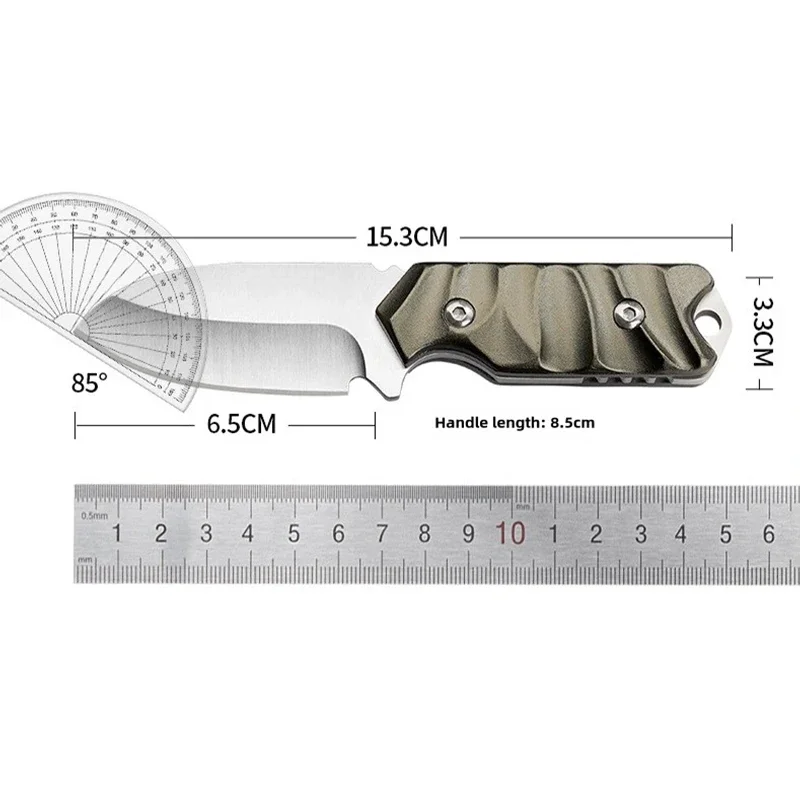 Outdoor Straight Knife Camping Fruit Knife Stainless Steel Cnc Knife Field Knife Aluminum Handle Portable