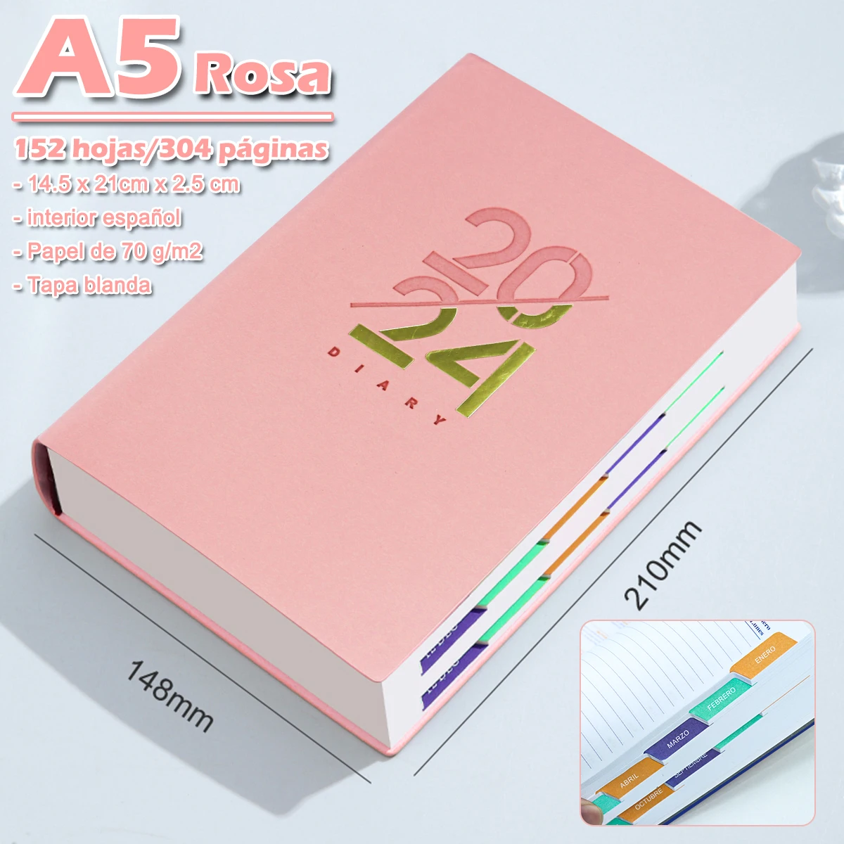 2024 Spanish Planner Notebook A5 Agenda Schedule 80GSM Journal Diary Office School/Supplies Students Accessories Stationery