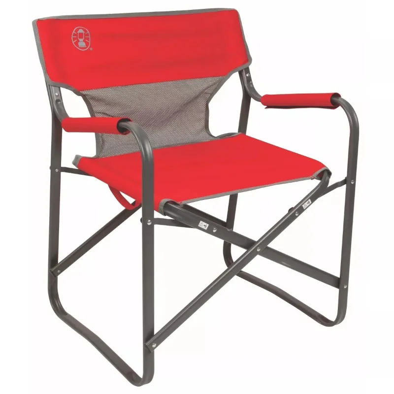 

US Outpost Breeze Folding Deck Chair - Red Cooling mesh back Supports up to 300 lbs. Comfortable 17-in. sitting height