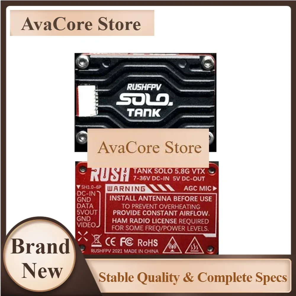 AvaCoreRUSHFPV TANK SOLO VTX 5.8G 48CH PitMode Pitmode 25mW 400mW 800mW 1.6W Adjustable 2-6S Microphone For RC FPV Long Range Dr