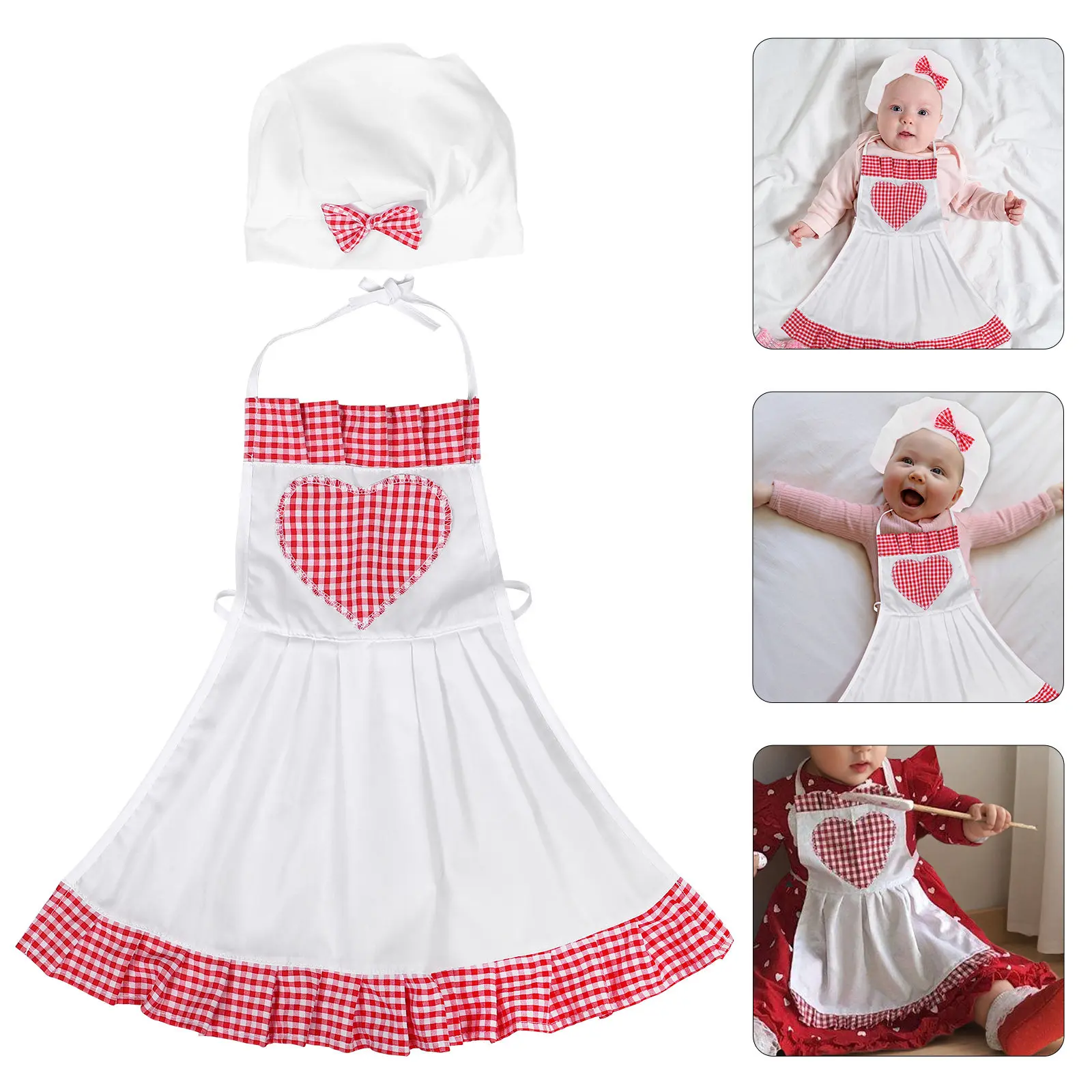 1Set Adorable Chef Outfit for Babies Newborn Photography Costume Comfortable Skin-Friendly 100 Day Milestone Photo Shoot Set