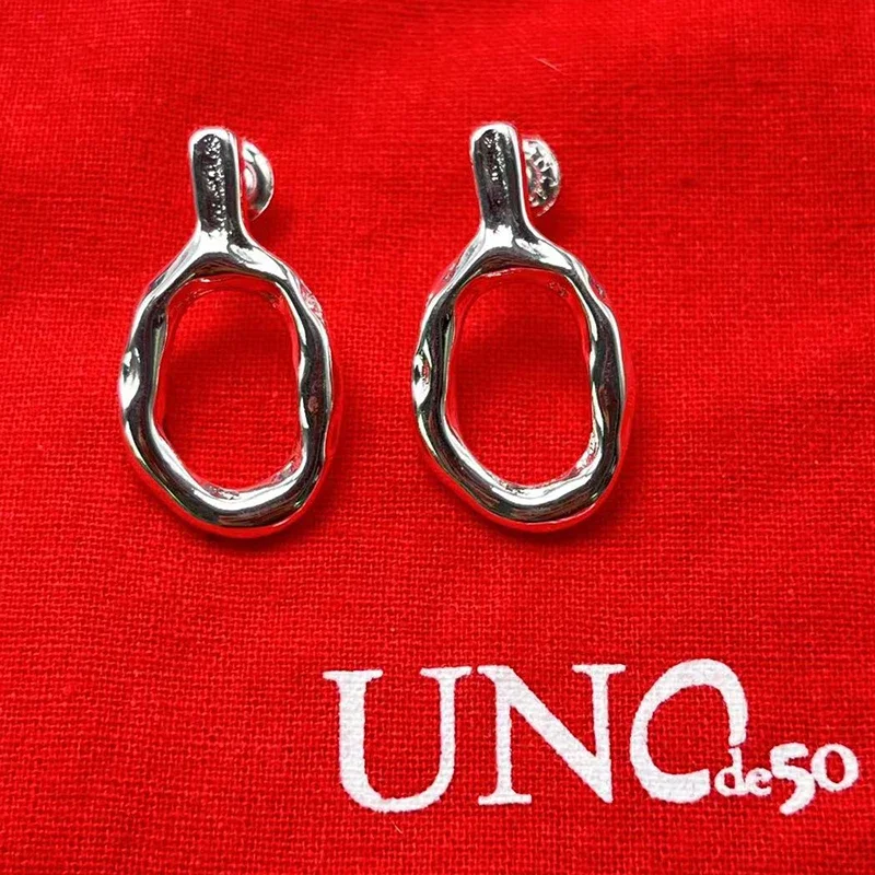 Premium UNOde50 Geometric Oval earrings Women Vintage Luxury Jewelry brand Girls Holiday Gift Memorial Banquet