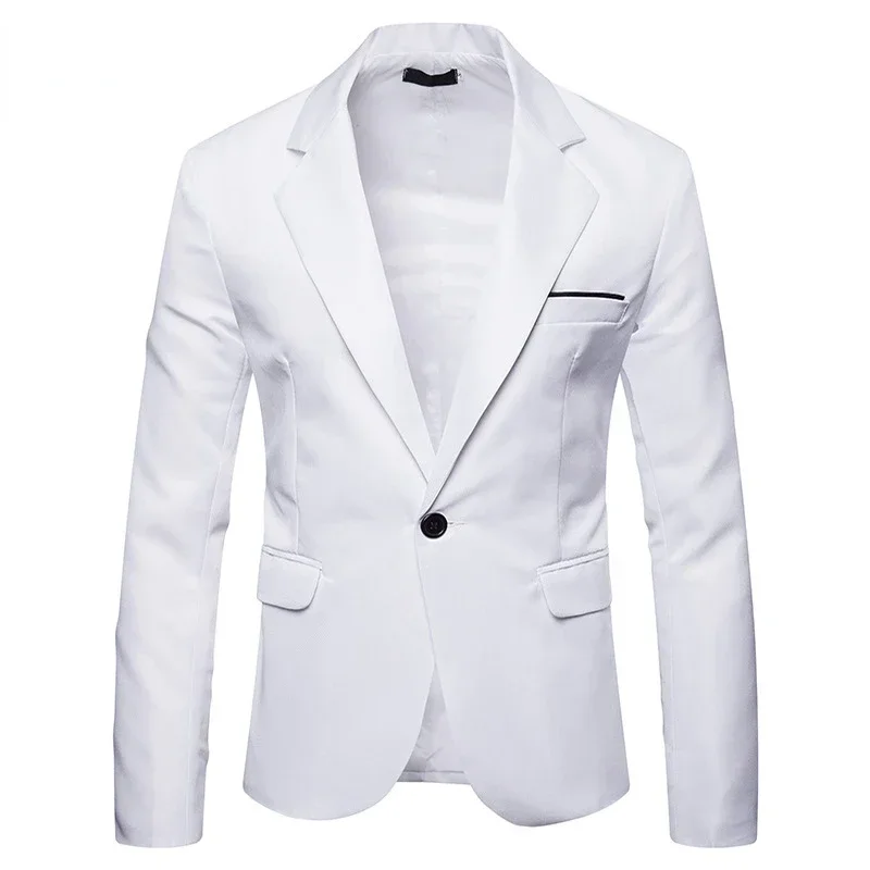 

Autumn Winter Mens Business Casual Large Size Suit Jacket White Blue Party Wear Blazer Plus Size Xxl Long Sleeve Button Up Top