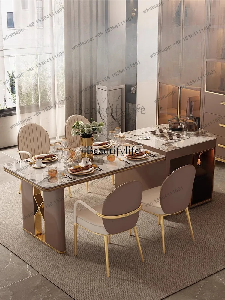 hot Island table integrated modern light luxury simple high-end rock slab tea table dining tableFactory Direct