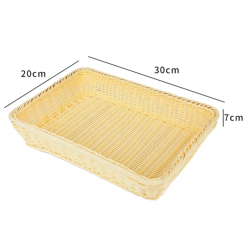 Hot Sale Kitchen Supplies Picnic Handwoven Simple Fruit Food Basket Rattan Basket for Bread Used for Supermarket Hotel Display