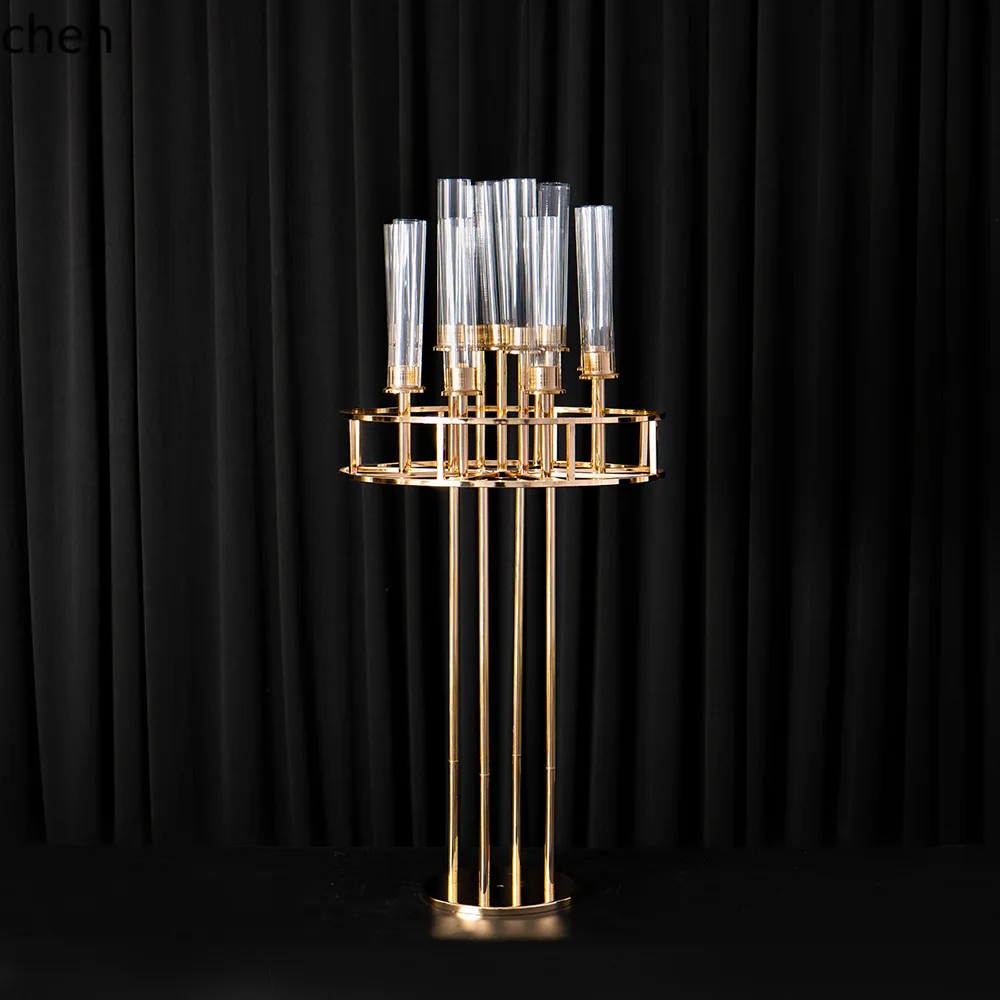 PYH Gold-Plated Iron Art  Props  13-Head Candle Holder Display Ornament Road Guide Flower Arrangement Ornament