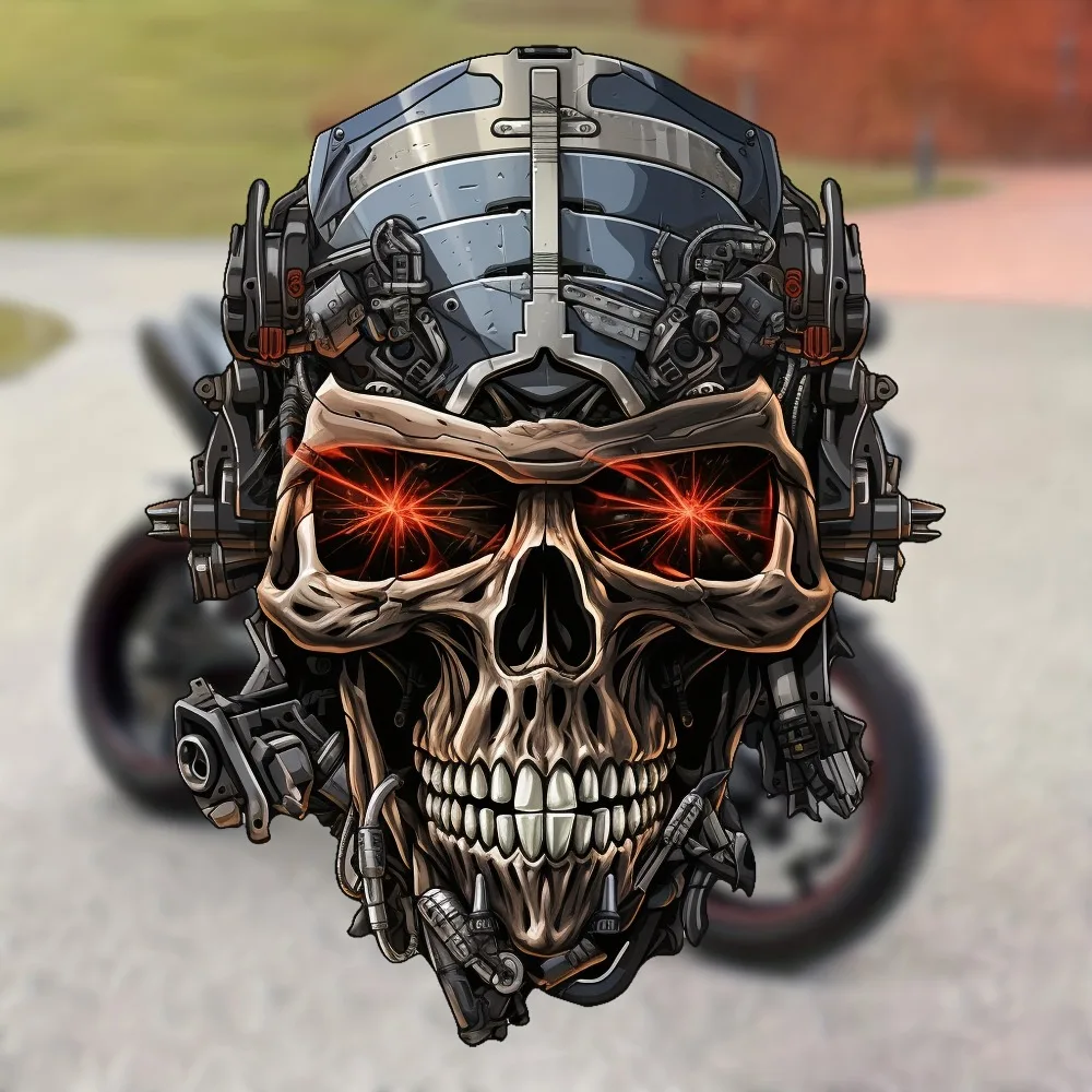 2024 New Design Skeleton Head Waterproof Vinyl Sticker, Decorative Decal for Car Door Body Motorcycle Tank Computer Ornament