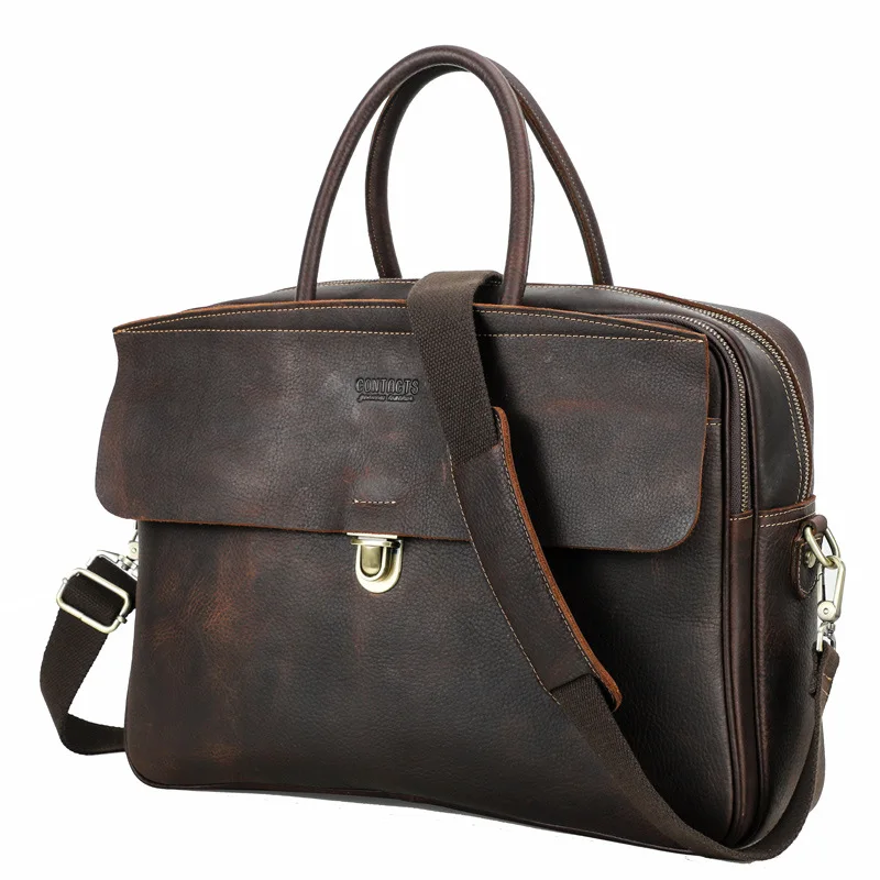 حقيبة الكتف رسول حقائب الرجال جلد طبيعي 15.4 بوصة حقيبة لابتوب للرجال حقيبة مكتب الأعمال حقيبة يد